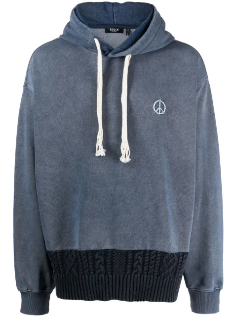 FIVE CM peace-embroidered panelled hoodie
