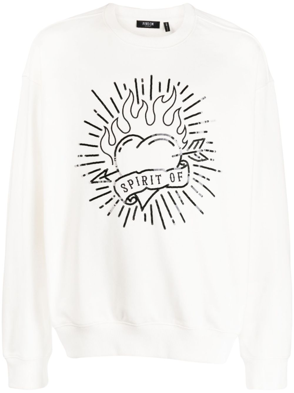Five Cm Slogan-embroidered Cotton Sweatshirt In White
