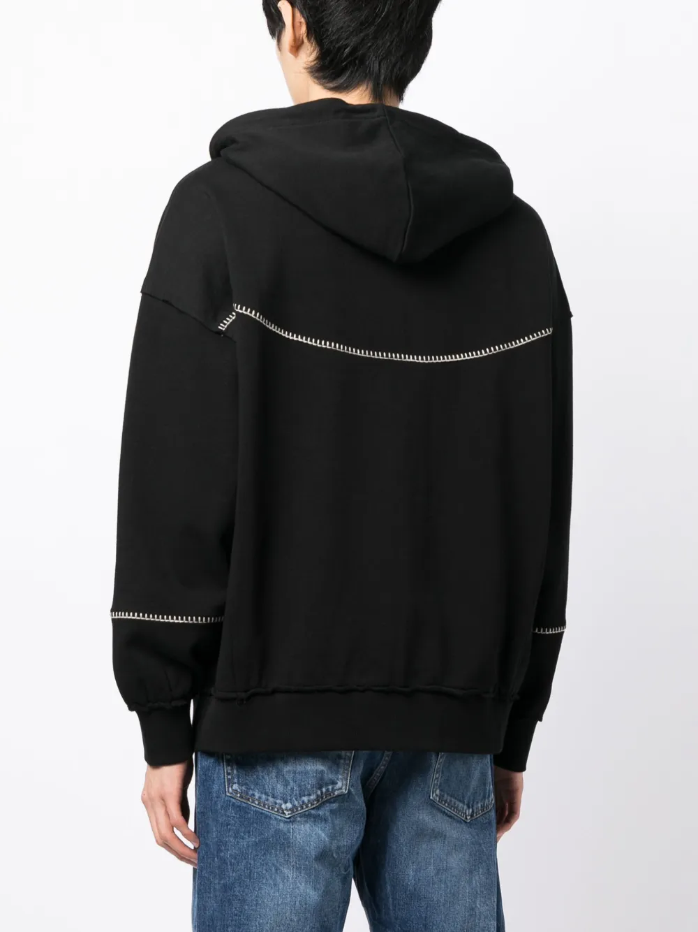 Shop Five Cm Distressed Hooded Jacket In Black