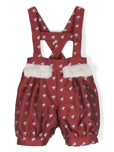 La Stupenderia teddy bear-print overall shorts