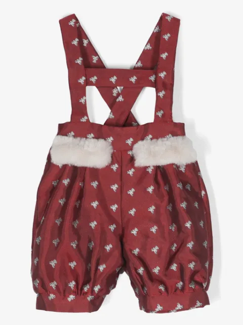 La Stupenderia teddy bear-print overall shorts