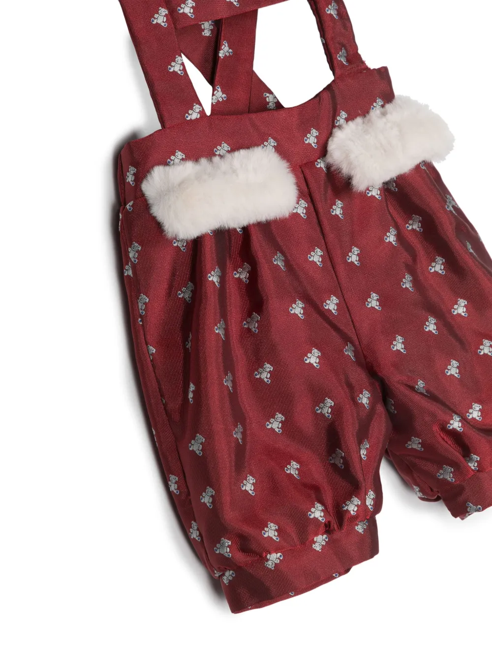  La Stupenderia Teddy Bear-print Overall Shorts - Red 