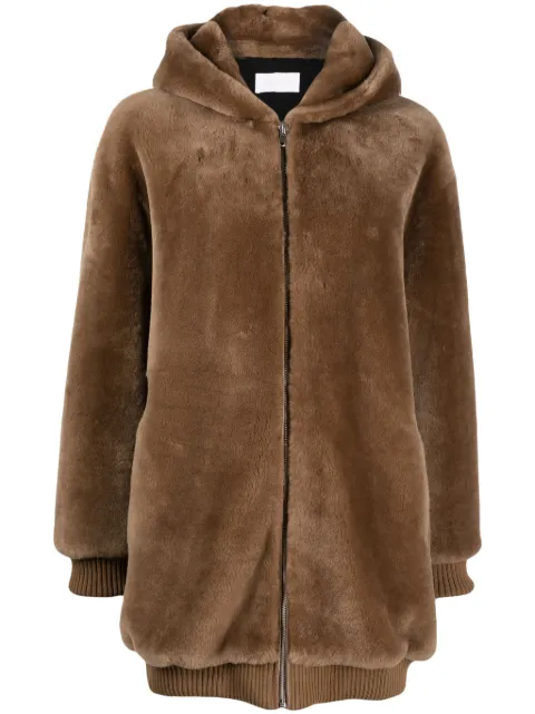Yves Salomon zip-up hooded oversized coat