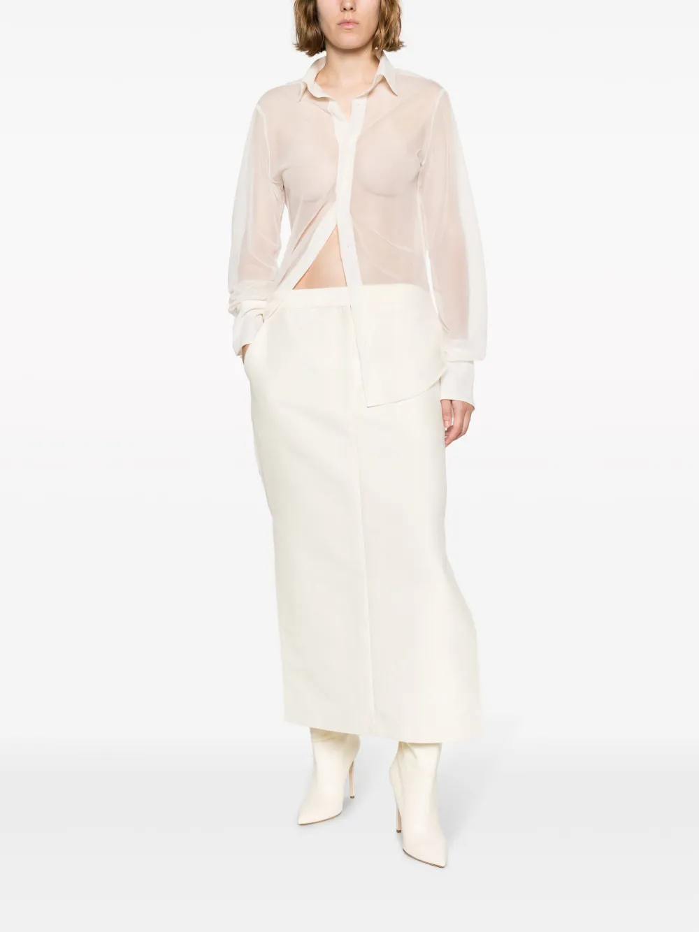 Ludovic De Saint Sernin Crinkled-crepe Shirt In Neutrals