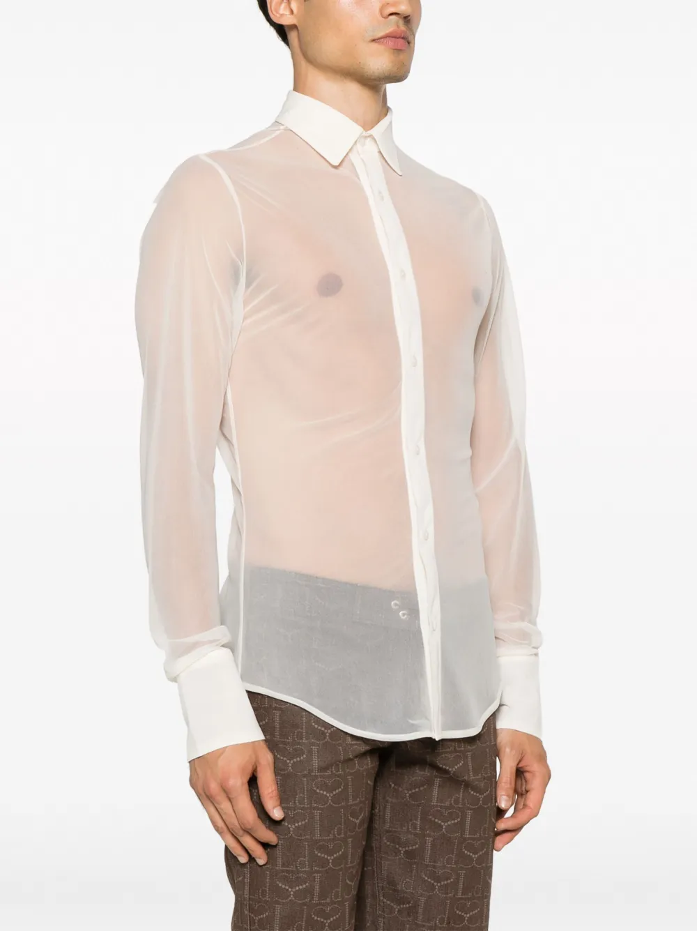 Ludovic De Saint Sernin Crinkled-crepe Shirt In Neutrals