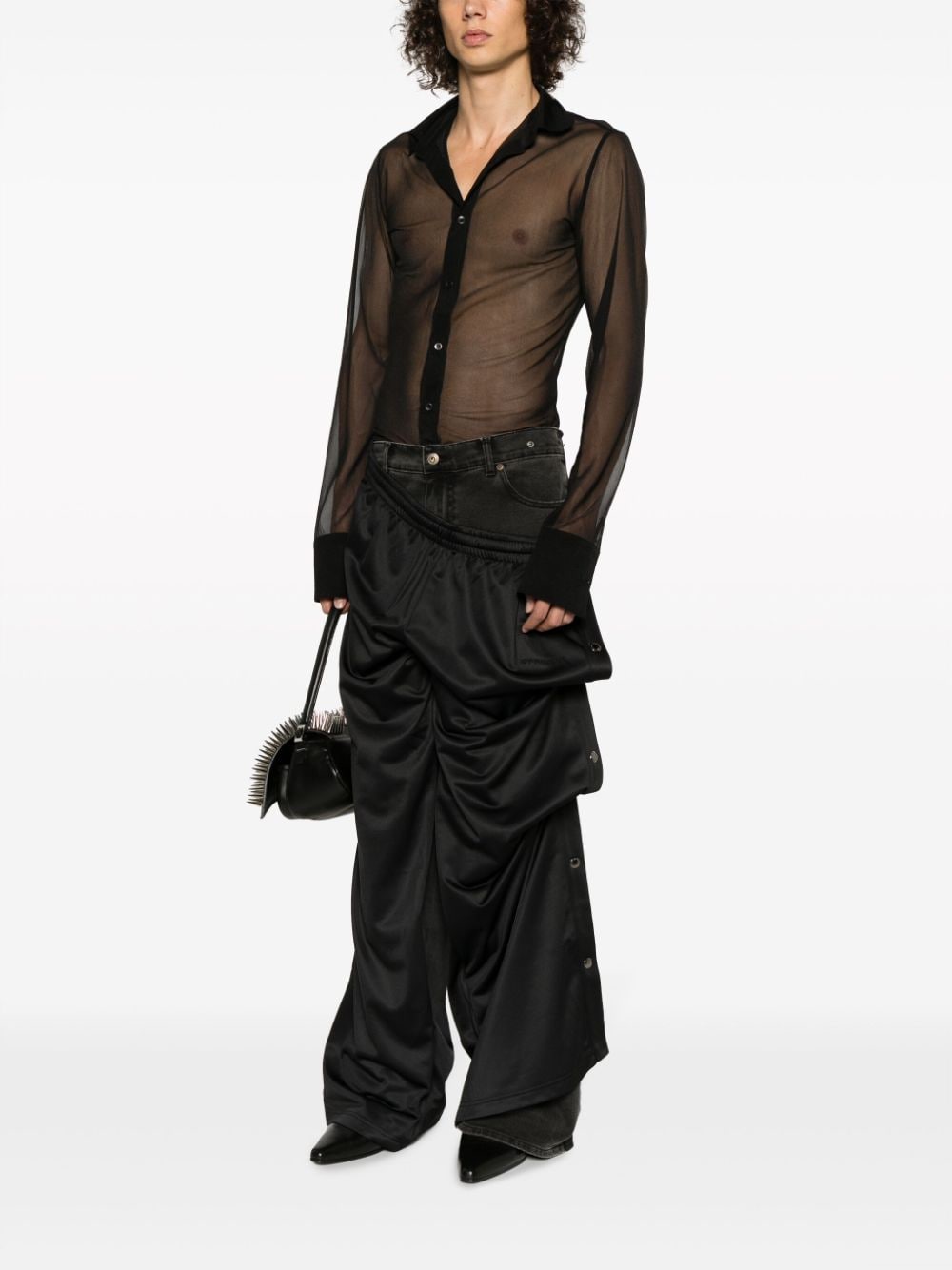 Shop Ludovic De Saint Sernin Sheer Slim-fit Shirt In Black