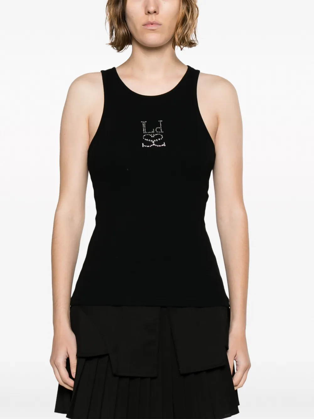 Ludovic De Saint Sernin Black Crystal-cut Tank Top In Black