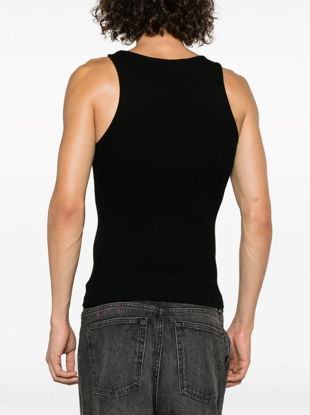 Ludovic De Saint Sernin Black Crystal-cut Tank Top In Black