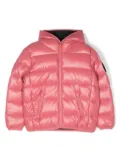 Save The Duck Kids logo-patch hooded padded jacket - Pink