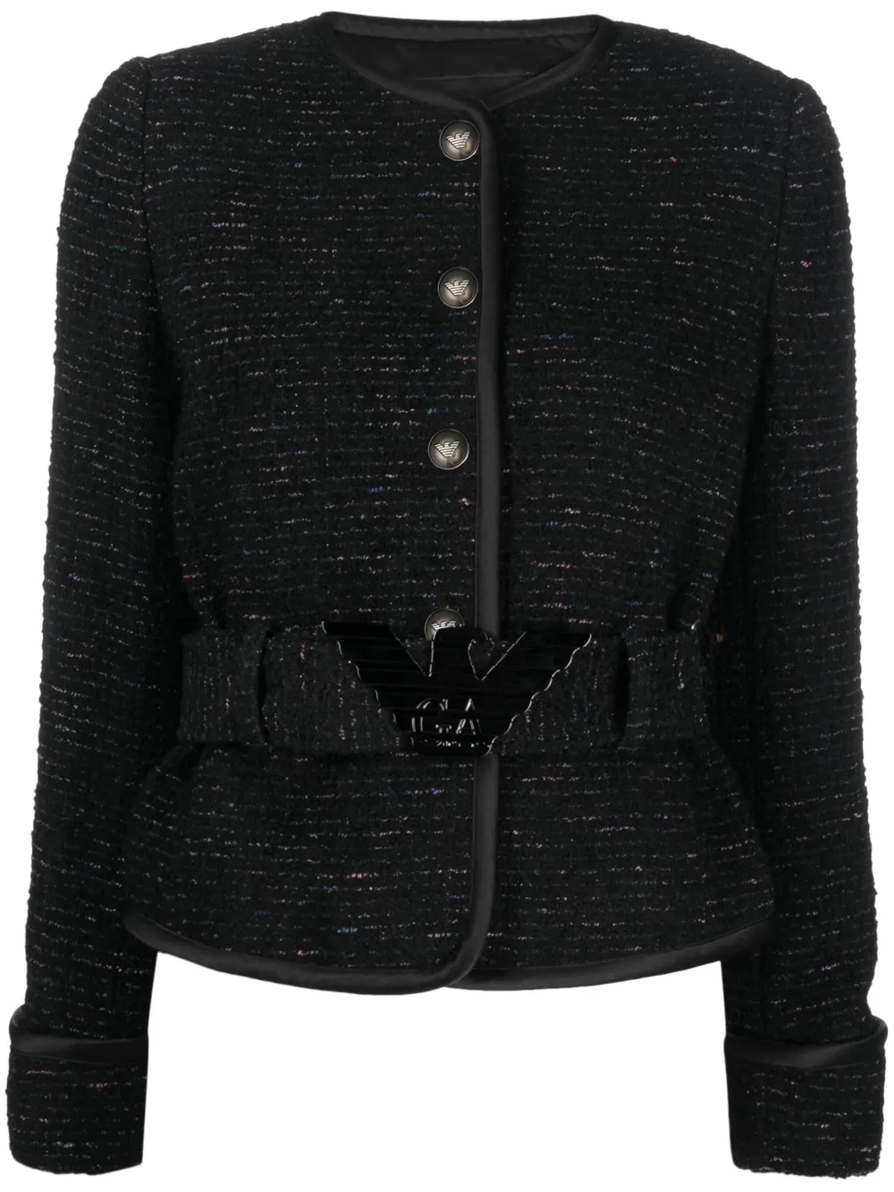 Emporio Armani lurex-tweed belted-waist Jacket - Farfetch