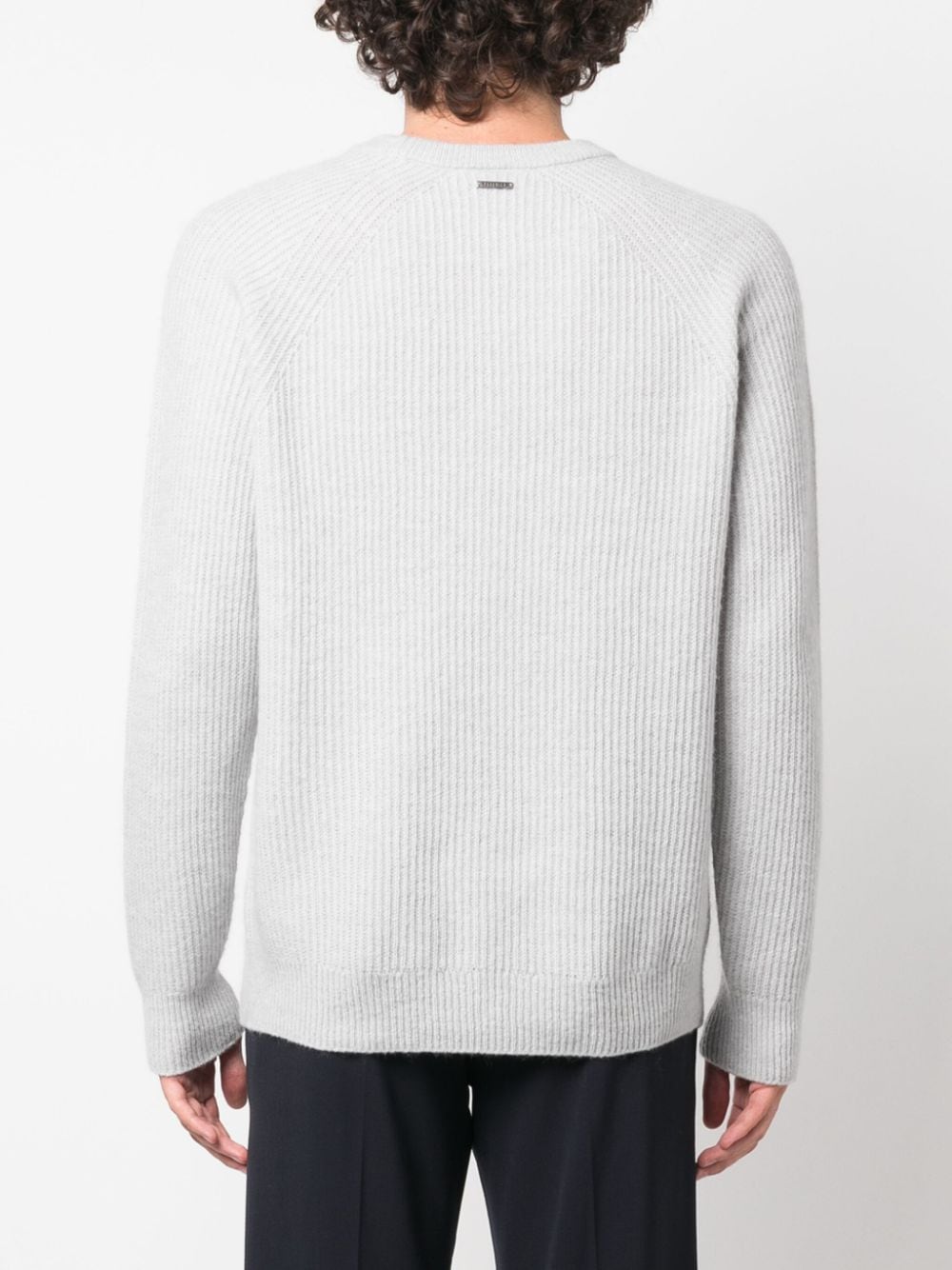 Shop Peserico Crew-neck Ribbed Jumper In Blue