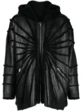 Rick Owens Jumbo shearling-trim hooded jacket - Black