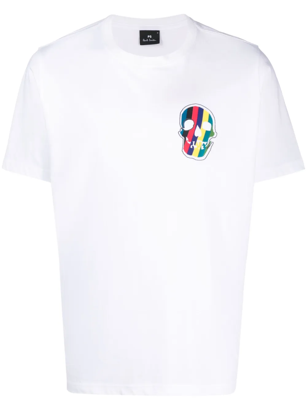 Ps By Paul Smith Skull-patch Organic Cotton T-shirt In White