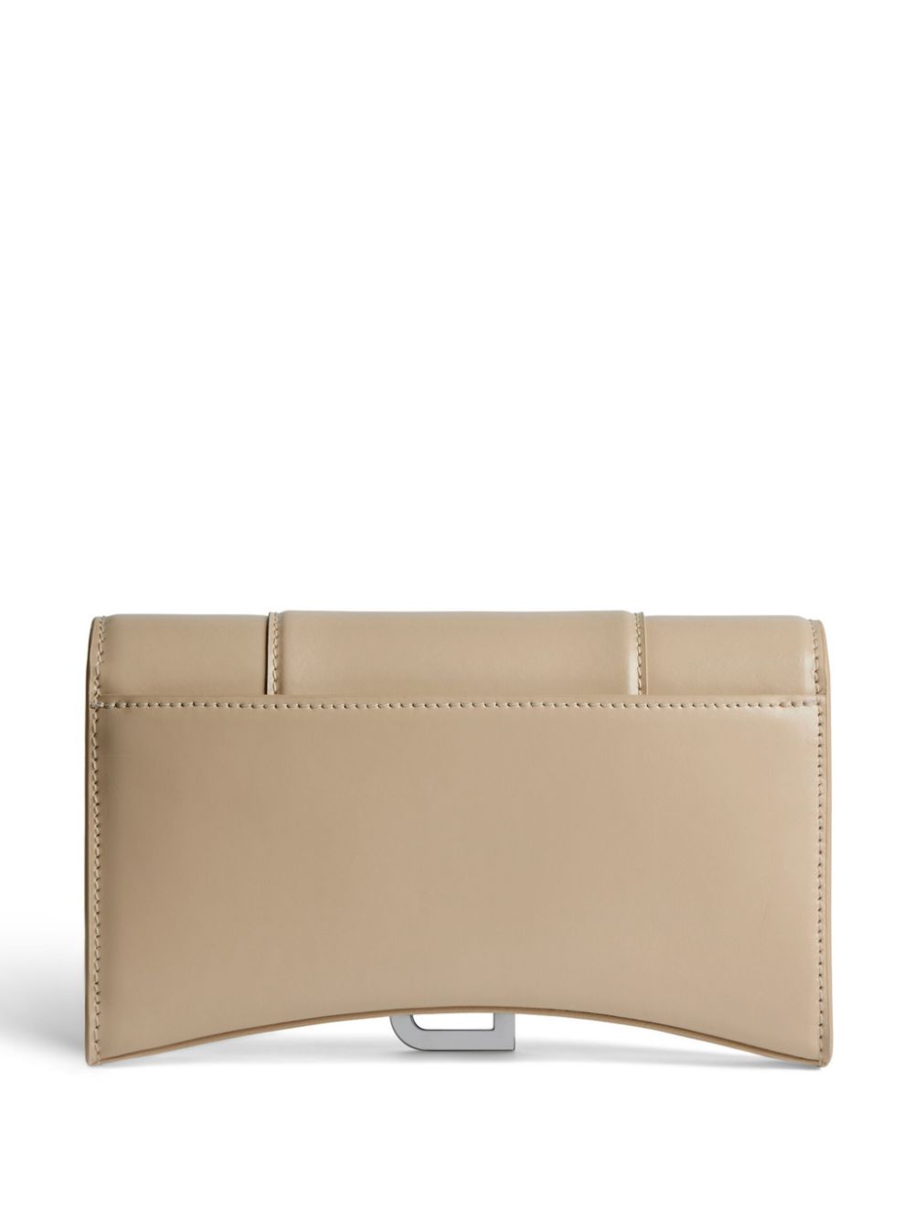 Shop Balenciaga Hourglass Leather Wallet-on-chain In Neutrals