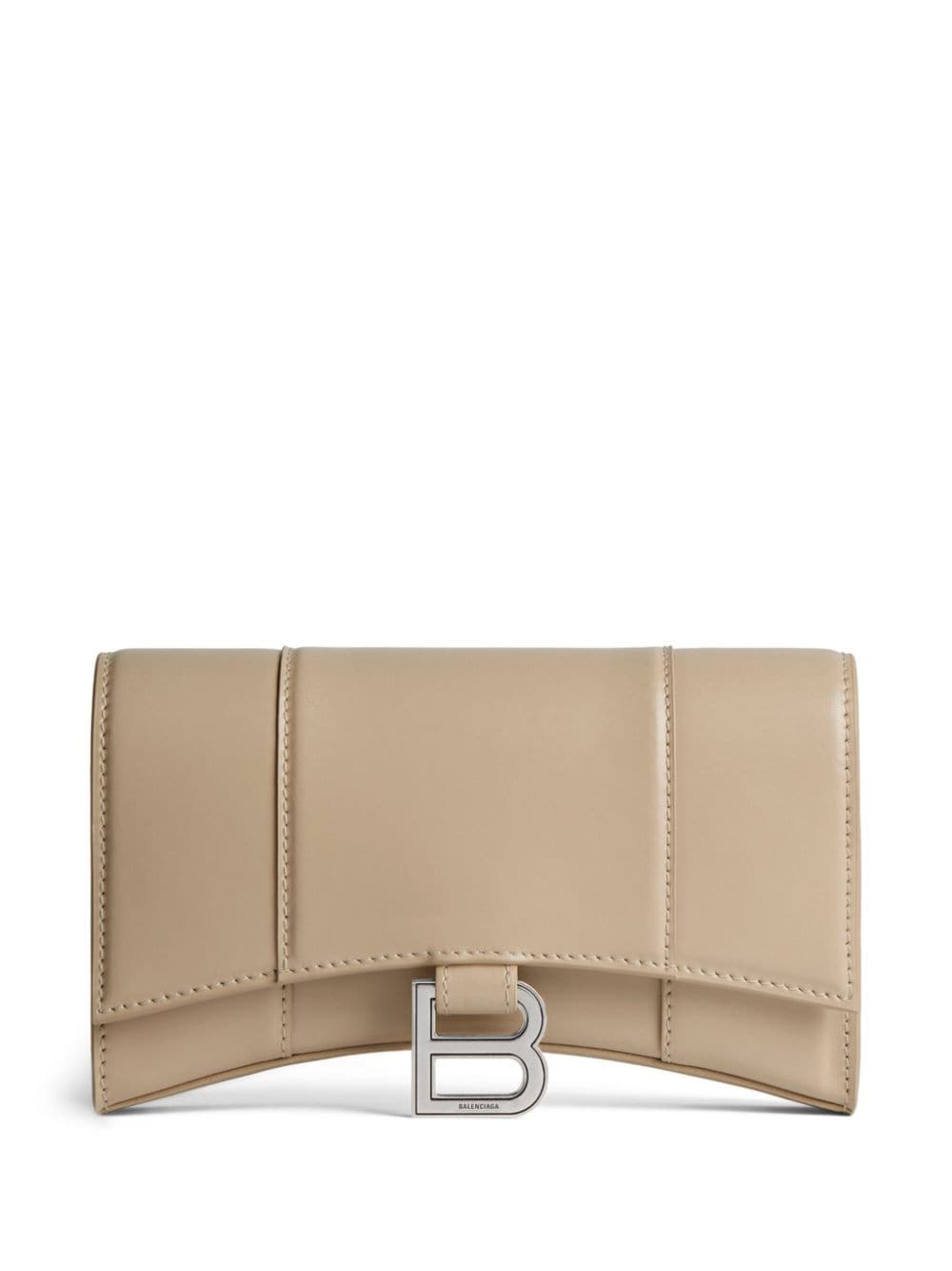 Balenciaga Hourglass Leather Wallet-on-chain In Neutrals