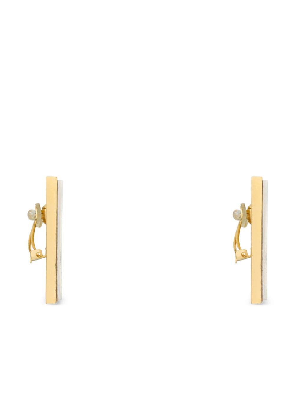 Shop Saint Laurent Oversized Square Clip-on Earrings In Gold