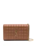 Saint Laurent Cassandre Matelassé logo-plaque clutch bag - Brown