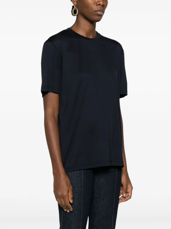 Saint Laurent logo-embroidered wool-silk Blend T-shirt