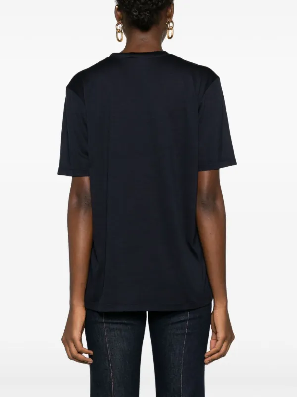 Saint Laurent logo-embroidered wool-silk Blend T-shirt
