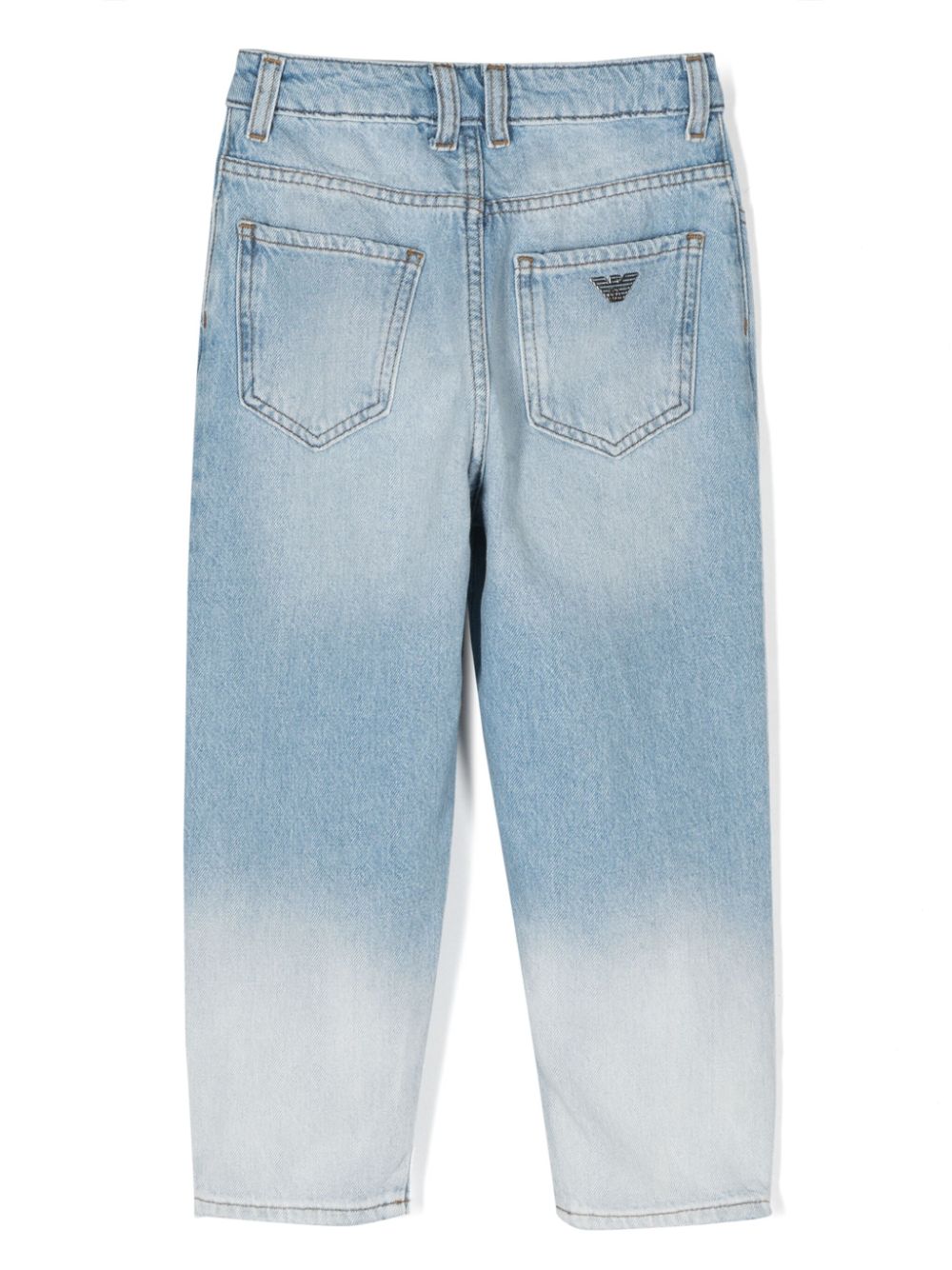 Emporio Armani Kids logo-plaque faded jeans - Blauw