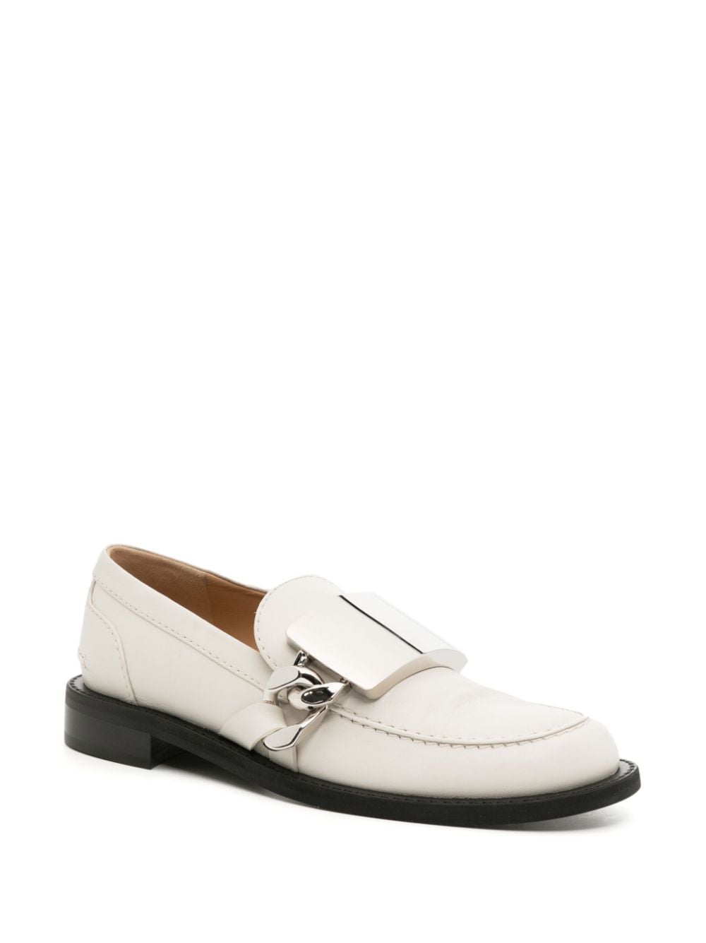 Shop Jw Anderson Gourmet Plaque-detail Leather Loafers In White