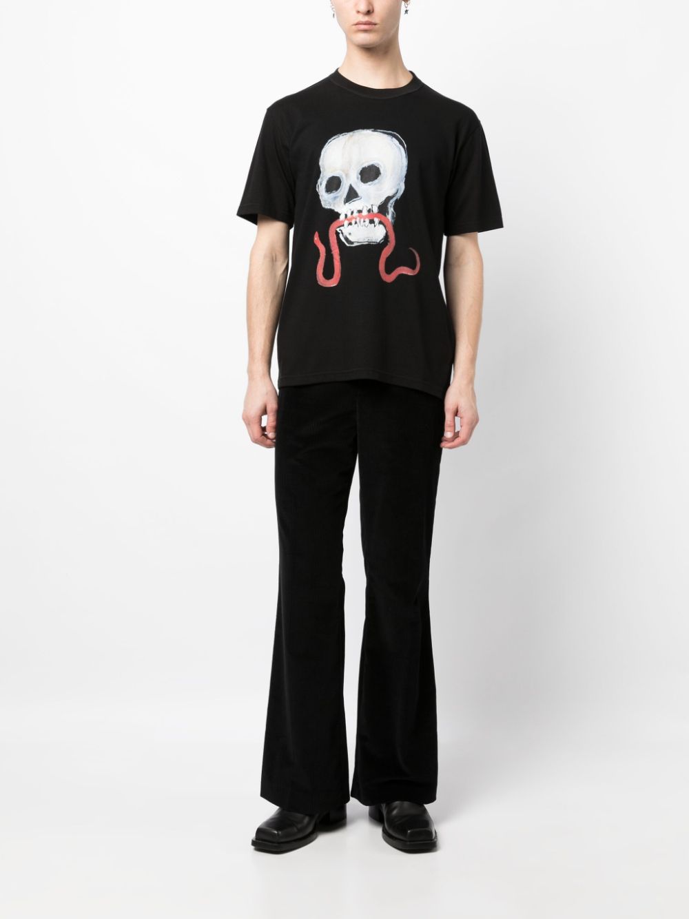 Endless Joy T-shirt met doodskopprint - Zwart