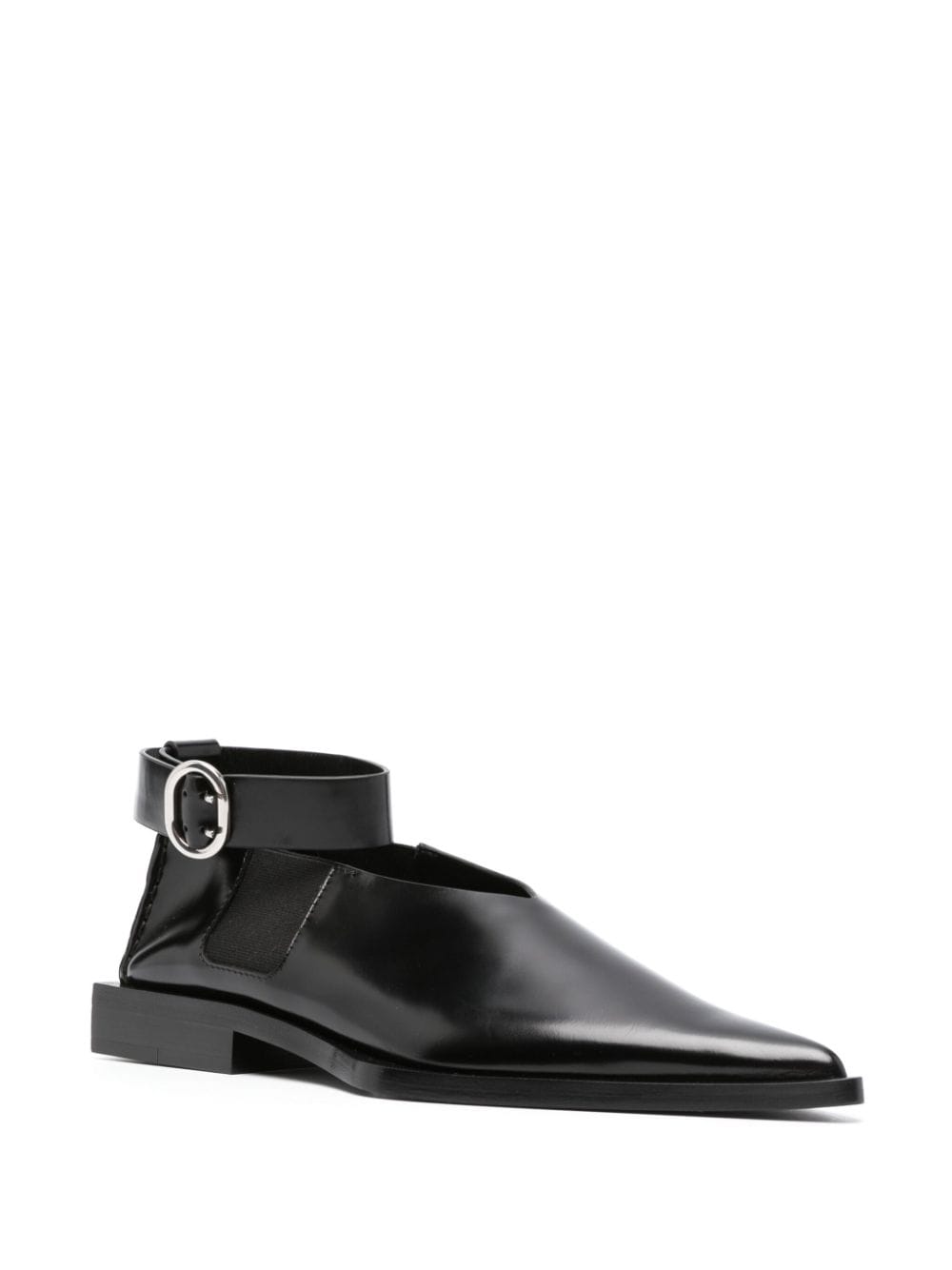 Shop Jil Sander Pointed-toe Leather Shoes In Black