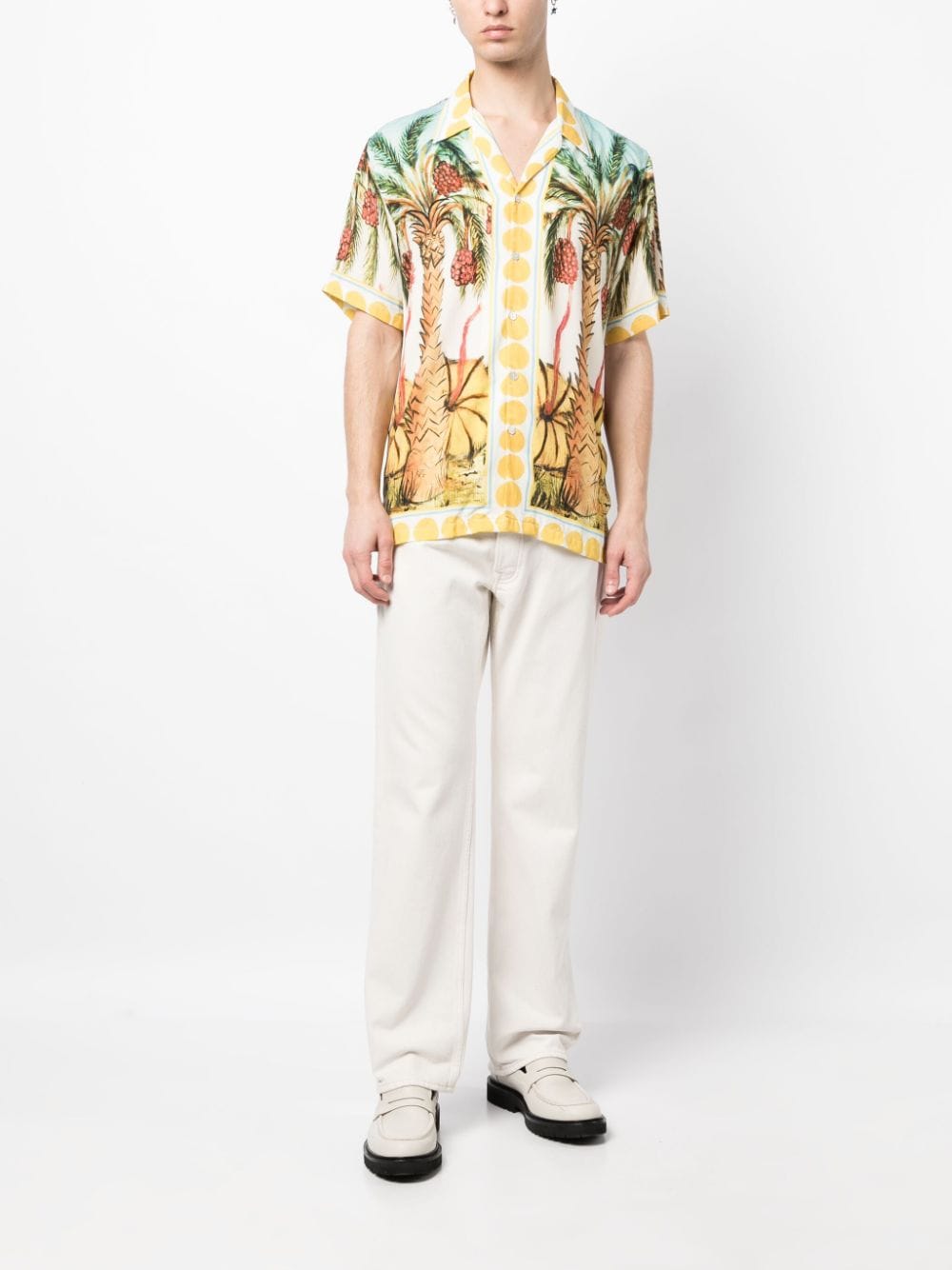 Endless Joy Overhemd met palmboomprint - Beige