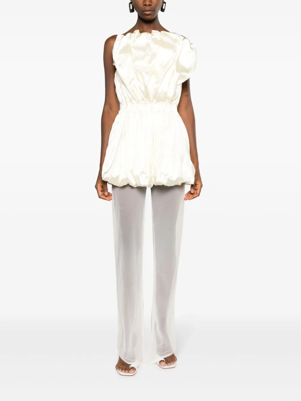 Ludovic De Saint Sernin Bootcut Sheer Trousers In White