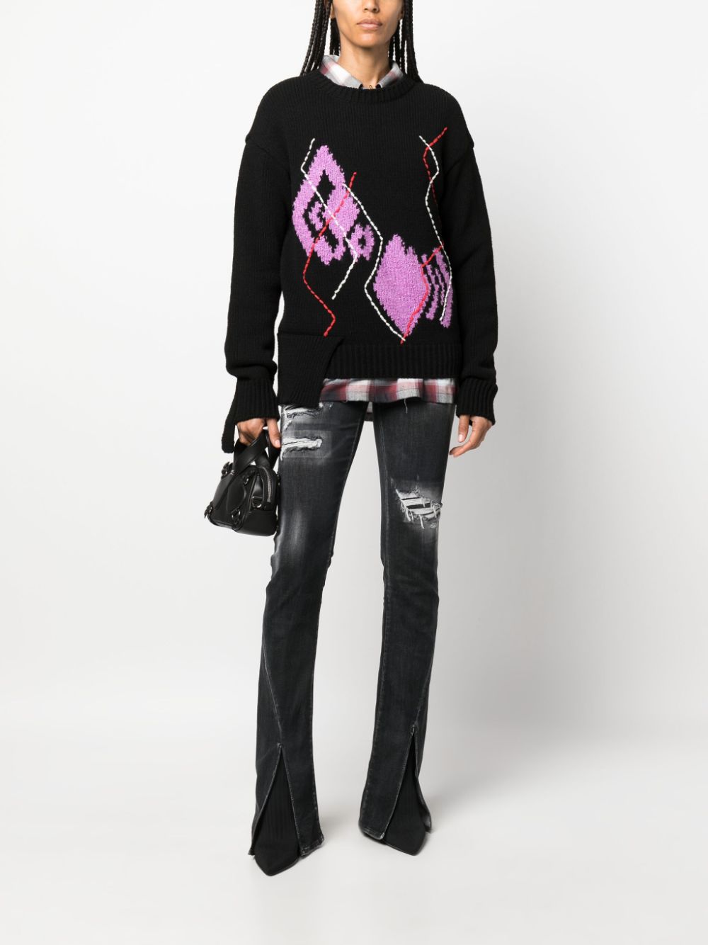 Shop Dsquared2 Logo-tag Distressed Flared Jeans In Schwarz
