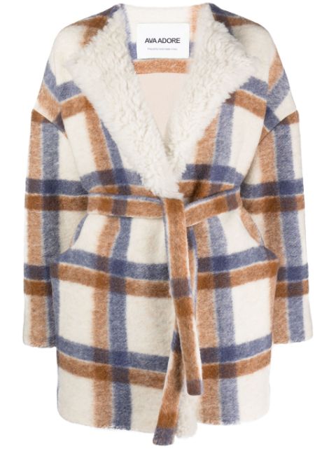 Ava Adore check-print belted coat