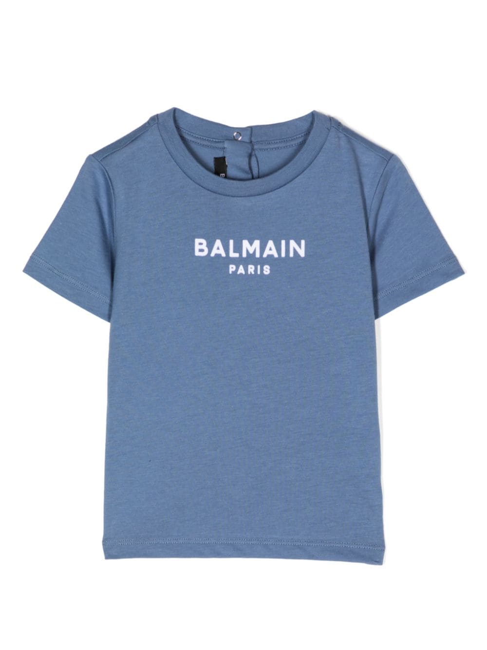Balmain Babies' Logo印花棉t恤 In Blue