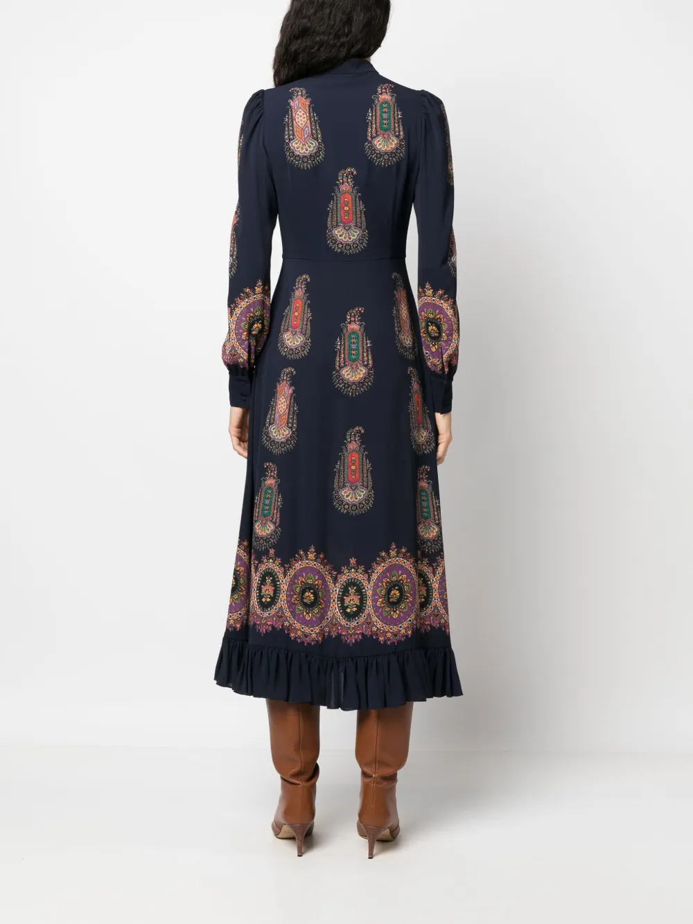 Say No More Blue Eyelet Midi Dress With Ratan Belt by Entro
