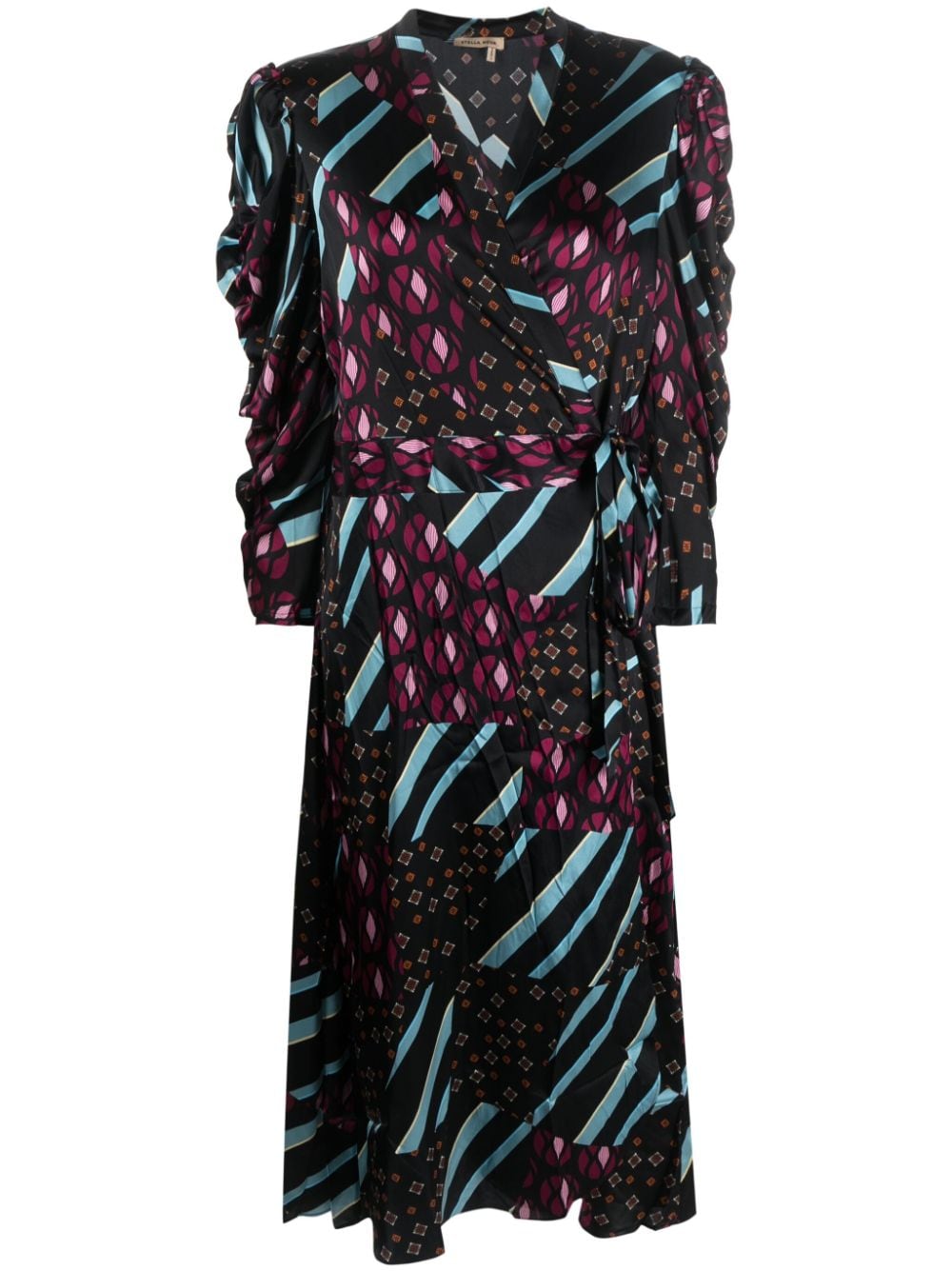 Stella Nova Toya Graphic-print Flared Dress In Schwarz