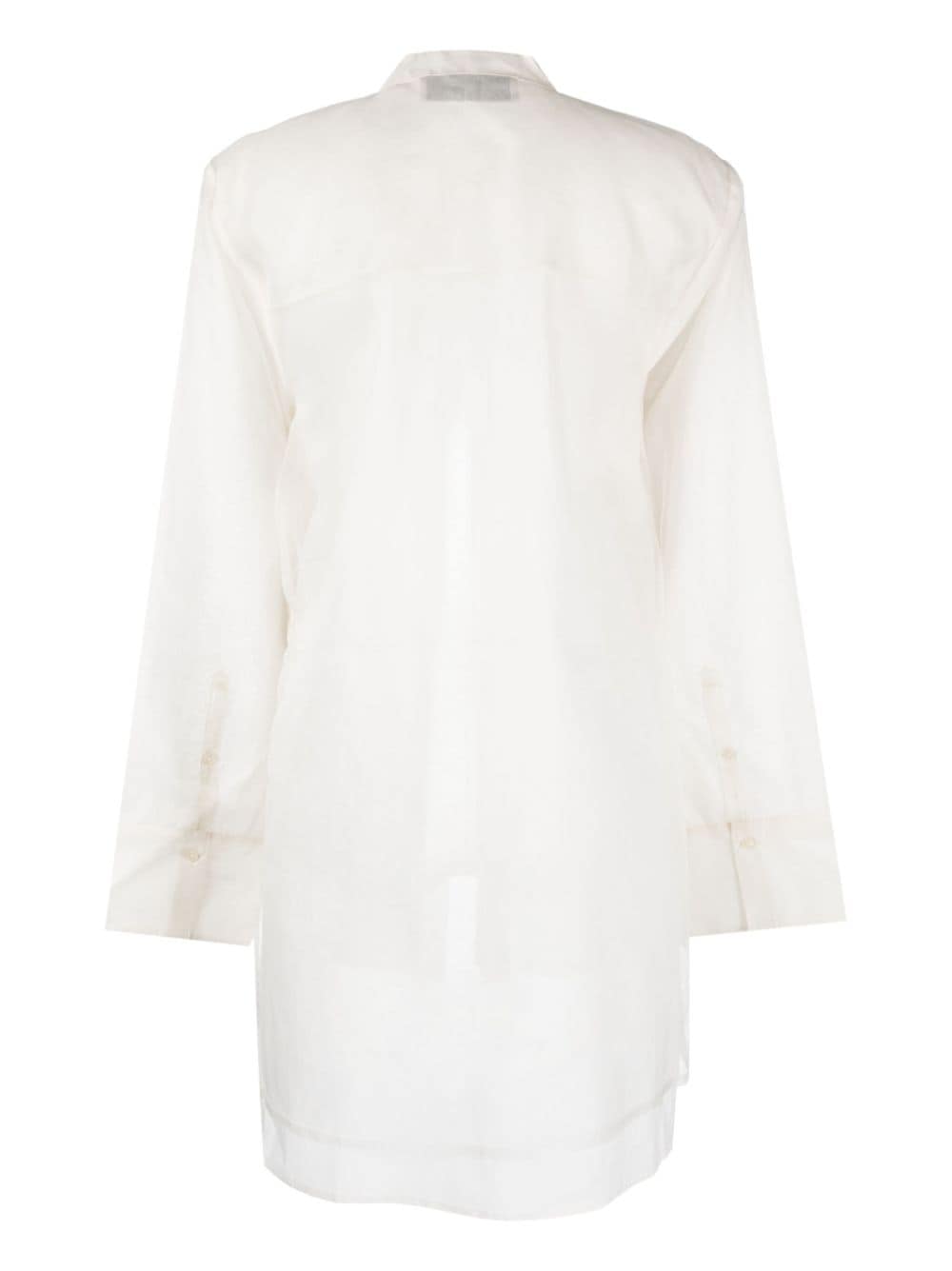 Shop Rohe Button-up Band-collar Blouse In Neutrals