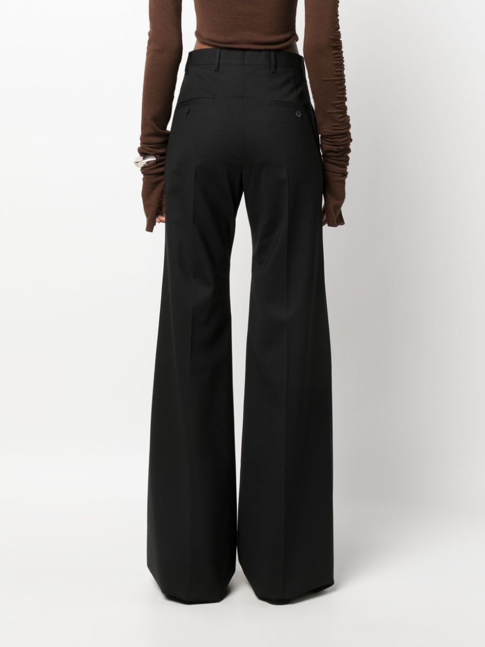 Shop Rick Owens Wide Astaires Flared Trousers In 黑色