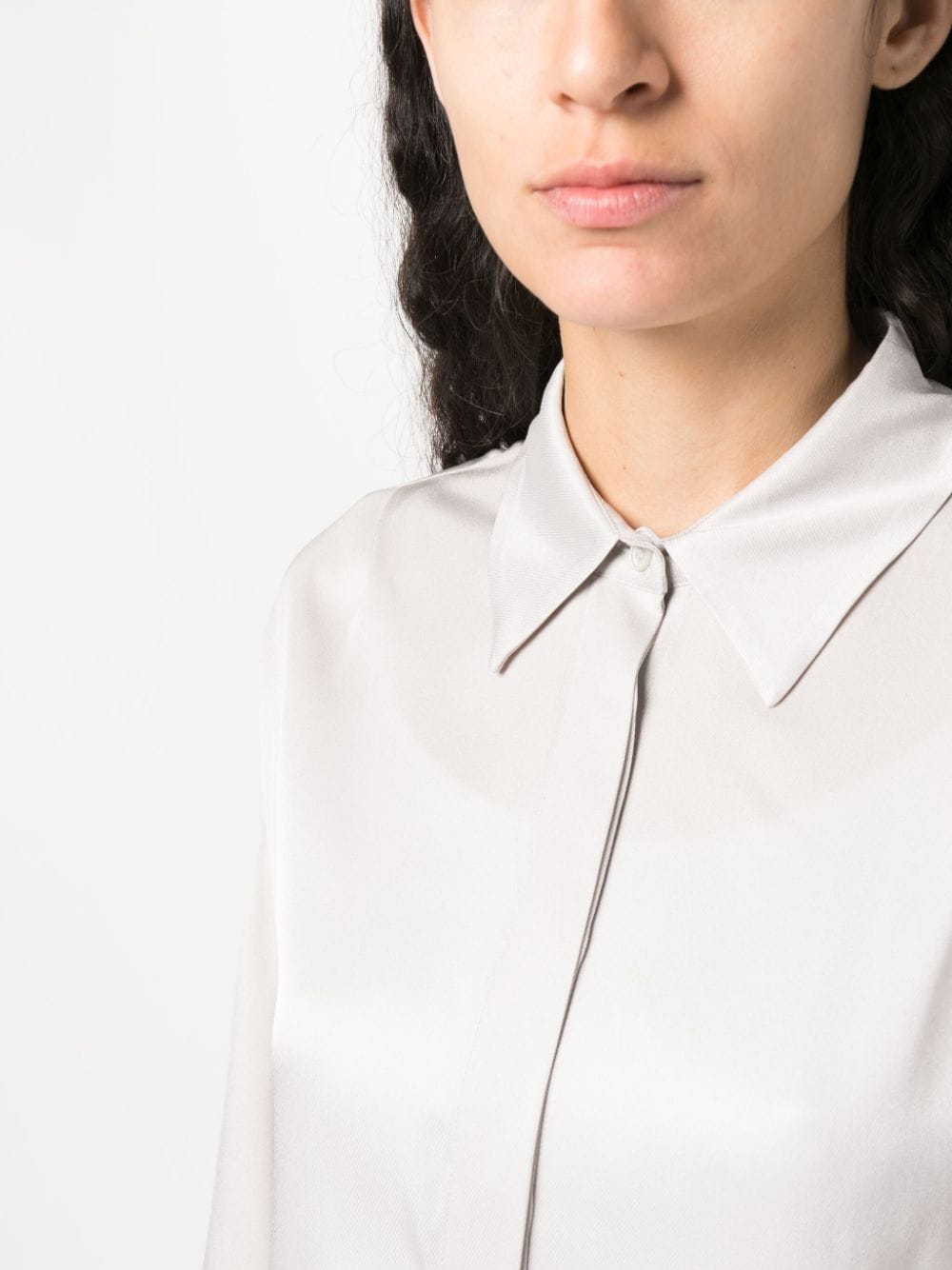 Shop Lorena Antoniazzi Concealed-front Fastening Shirt In 灰色