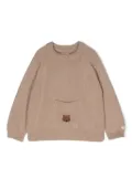 Donsje bear-motif cotton jumper - Brown