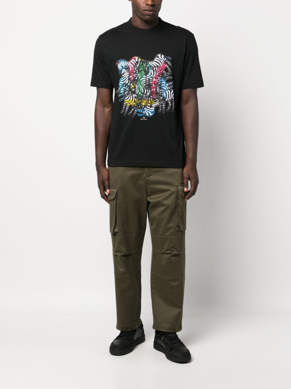 PS Paul Smith Zebra-print organic cotton T-shirt - Zwart