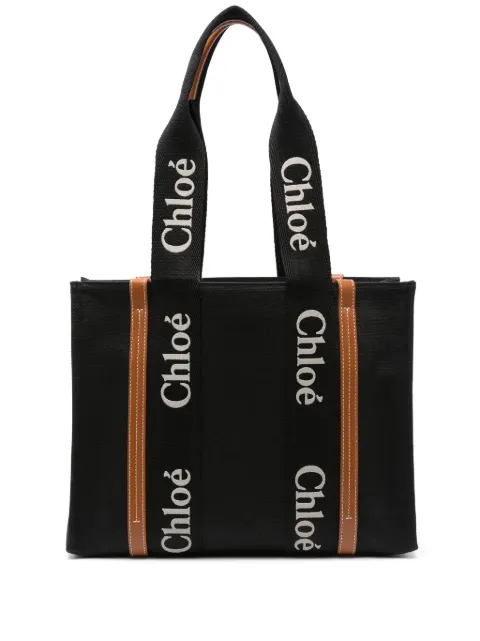 Chloé logo-lettering canvas shoulder bag 