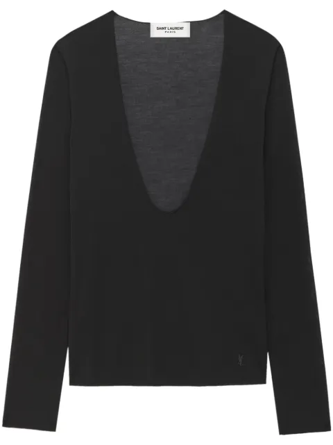 Saint Laurent Cassandre U-neck silk top