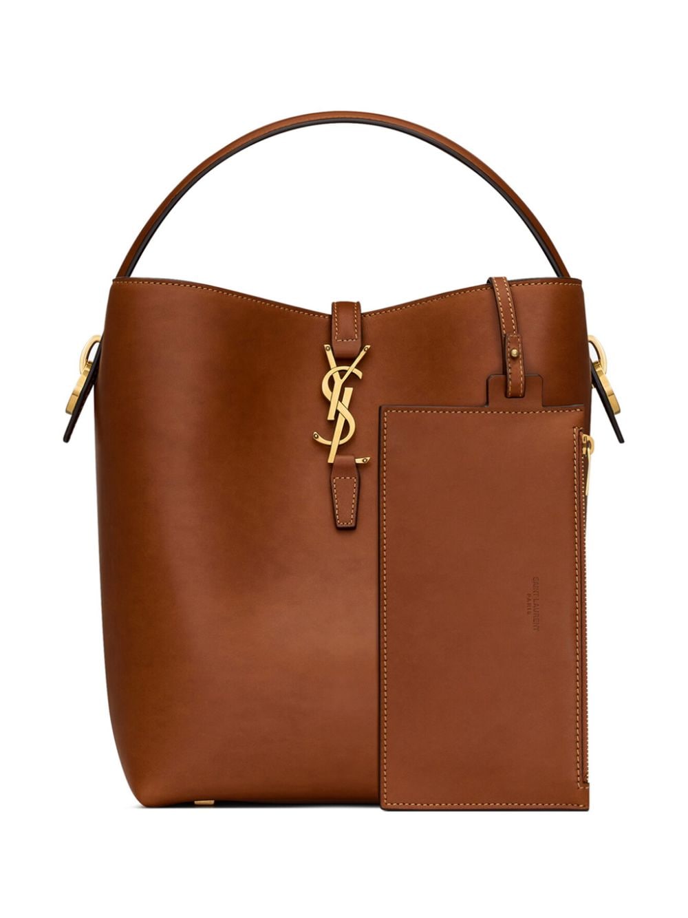 Shop Saint Laurent Le 37 Leather Shoulder Bag In Brown