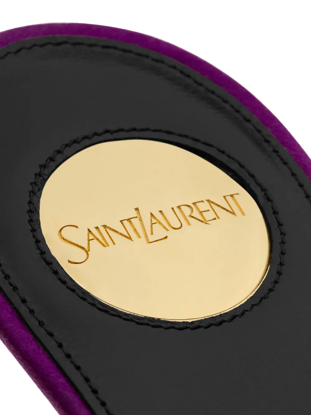 Shop Saint Laurent Goldie Satin Stiletto Mules In Purple