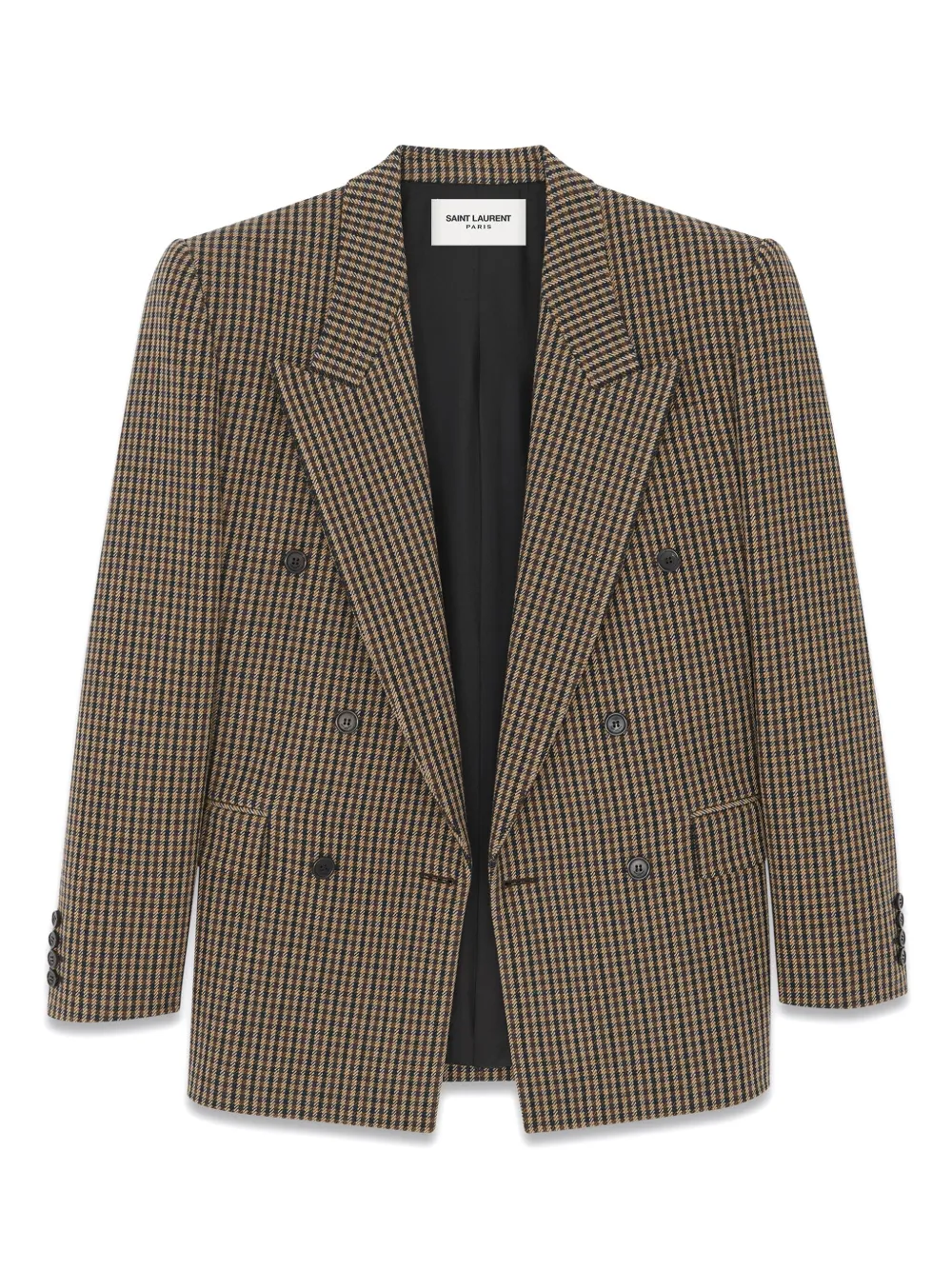 checked wool-blend blazer