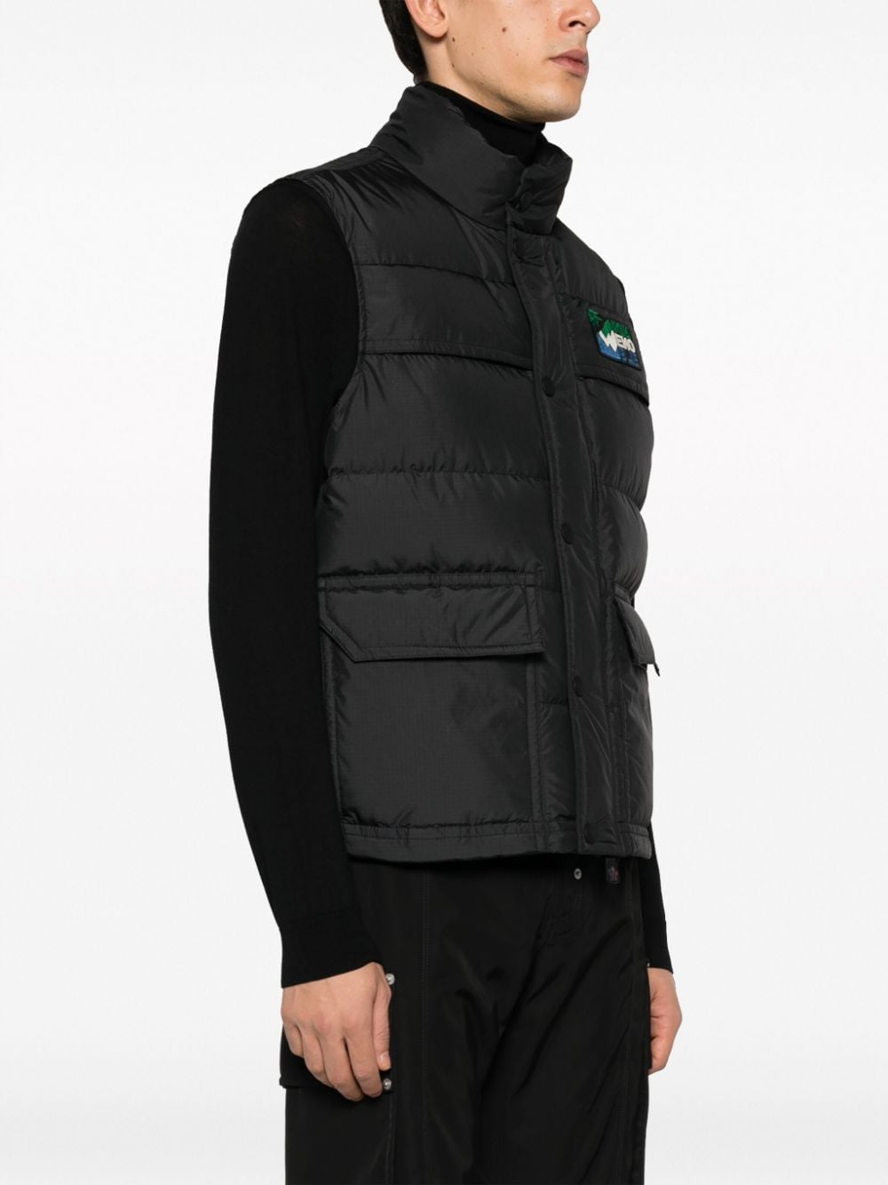 Shop Moncler Lgoo-patch Padded Gilet In Black