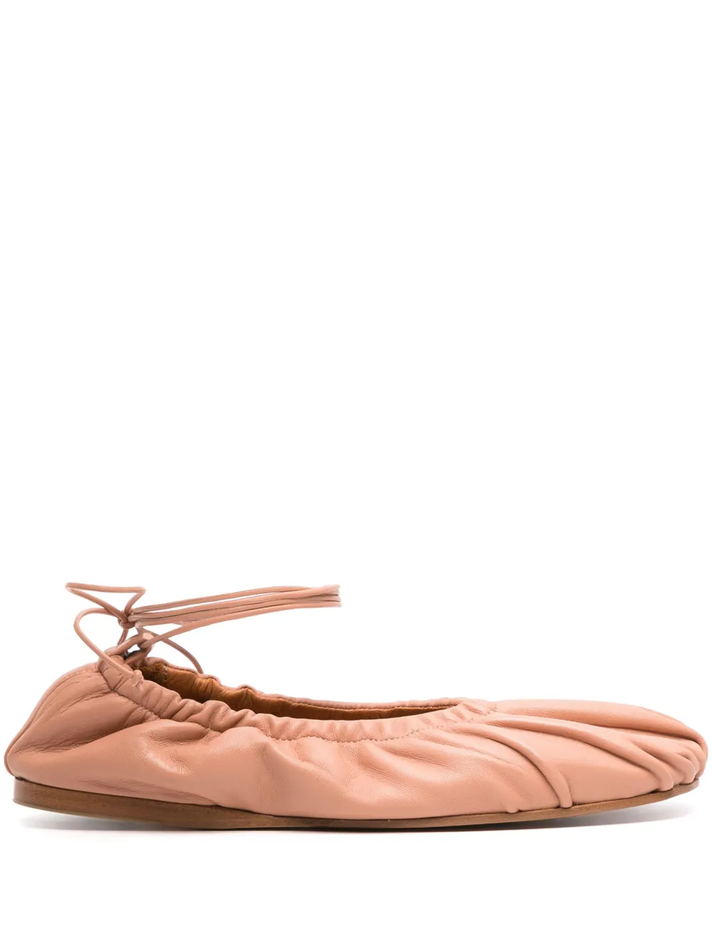 Forte Forte Ruched Leather Ballerinas In Pink