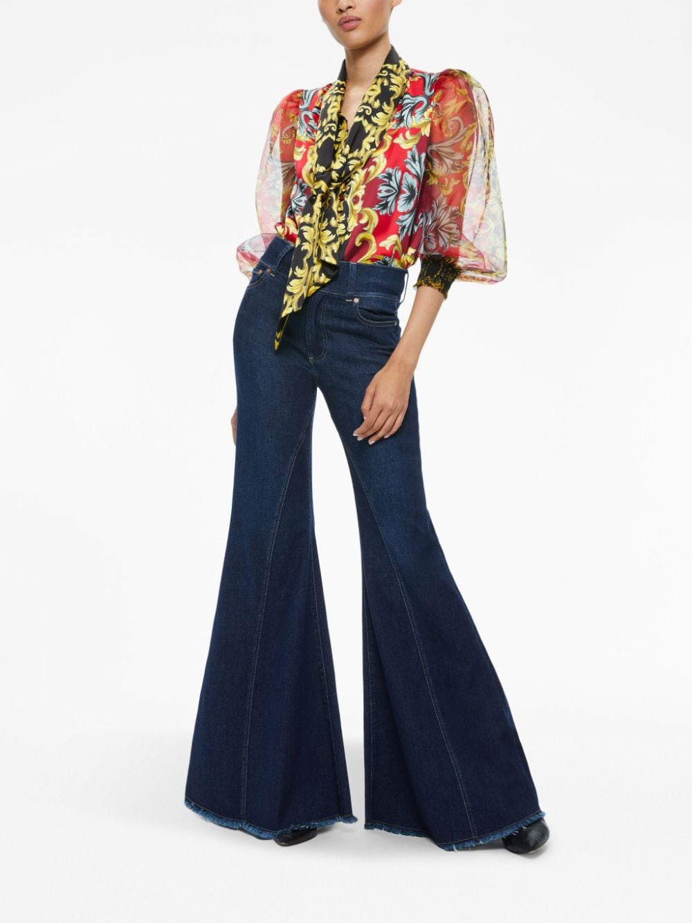Shop Alice And Olivia Beautiful High-rise Bell-bottom Jeans In Dream On