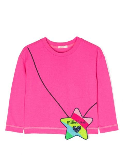 star-appliqué long-sleeved T-shirt