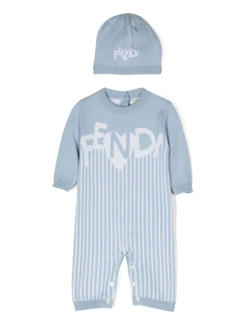 Fendi Kids logo-intarsia baby grow set