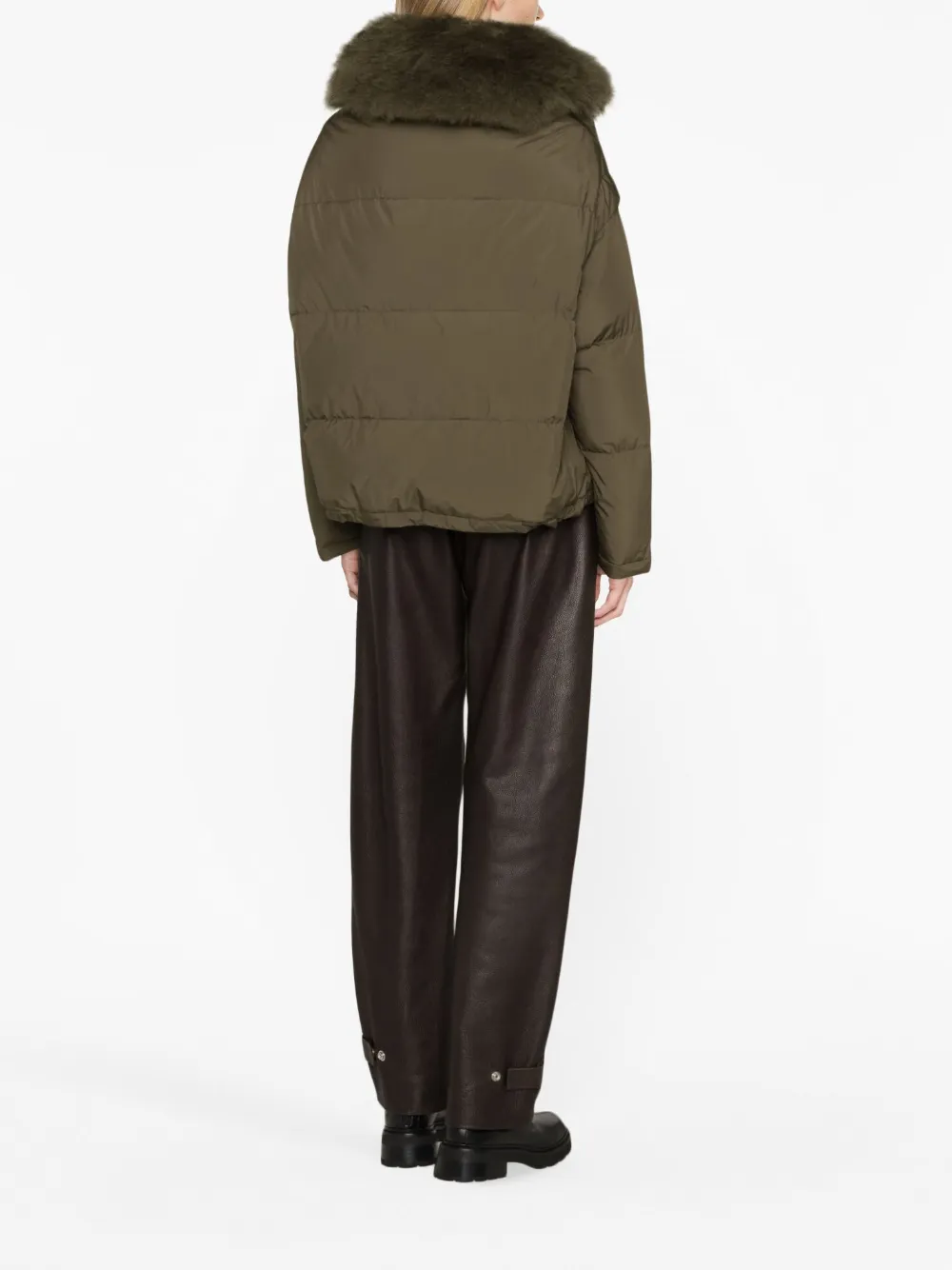Shop Yves Salomon Hooded Puffer Jacket In Green